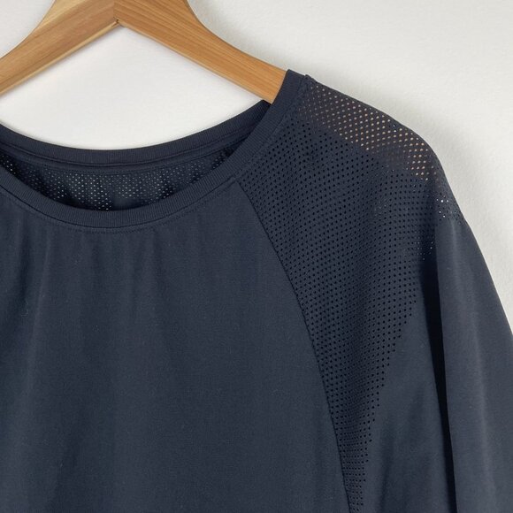 Sweaty Betty Black Crewneck Mesh Perforated Panel Sweater Sz S - Picture 2 of 7